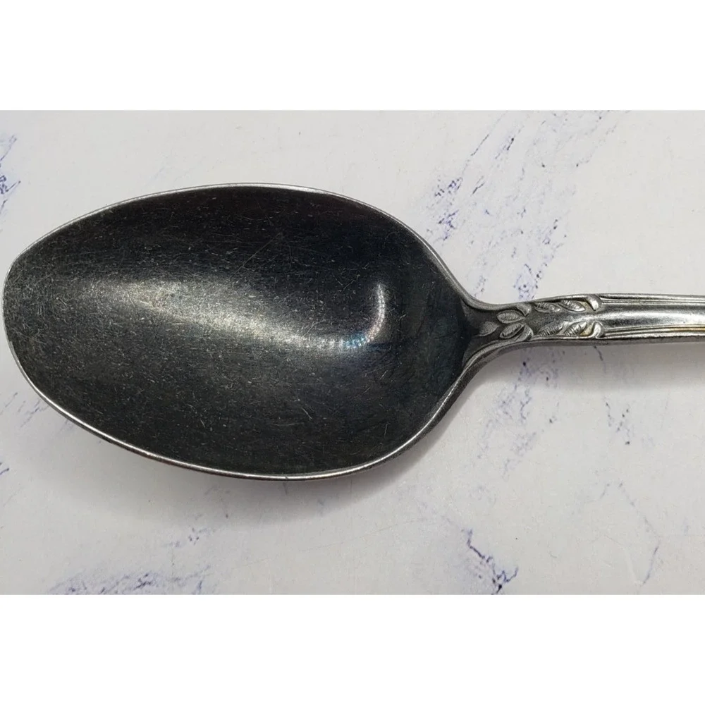 Montgomery Ward MWCO Vintage Floral Pattern 8 Inch Stainless Flatware Spoon